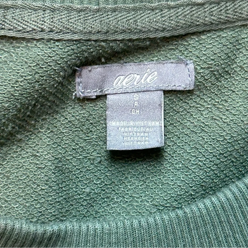 Aerie Green Crochet Pullover Sweatshirt Oversized Womens Small